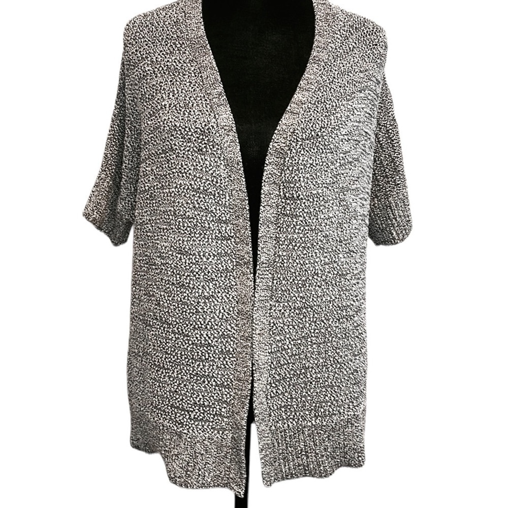 Tahari Knit Short Sleeve Open Front Cardigan Women's Size Large